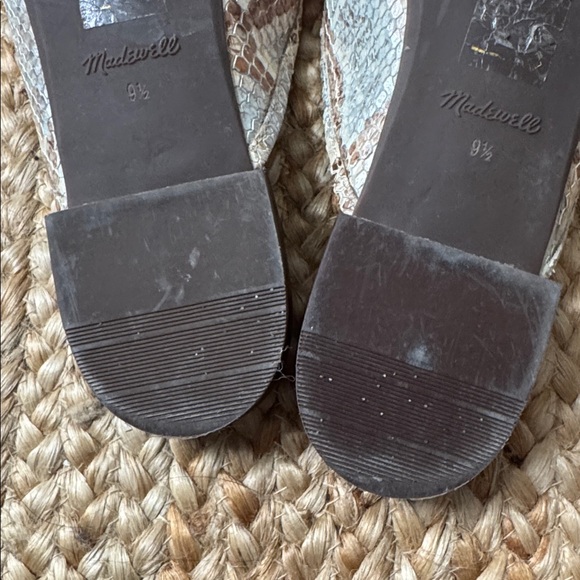 Madewell 9.5 Womens Adelle Ballet Mules Snake Embossed Leather Blue Brown - Picture 4 of 6